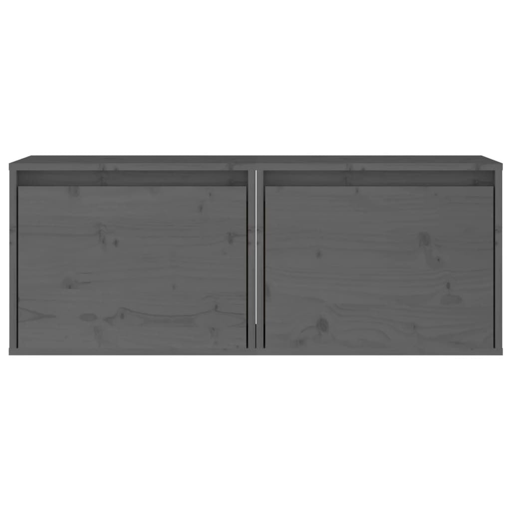 Wall Cabinets 2 pcs Grey 45x30x35 cm Solid Pinewood