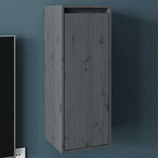 Wall Cabinet Grey 30x30x80 cm Solid Wood Pine