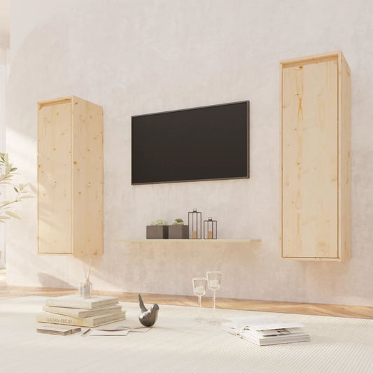 Wall Cabinets 2 pcs 30x30x100 cm Solid Pinewood