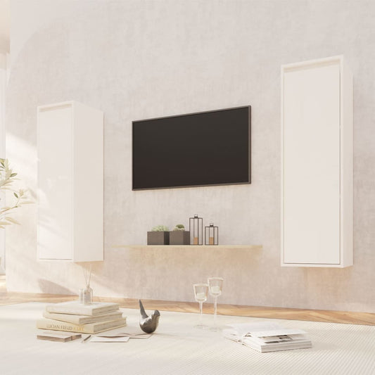 Wall Cabinets 2 pcs White 30x30x100 cm Solid Pinewood
