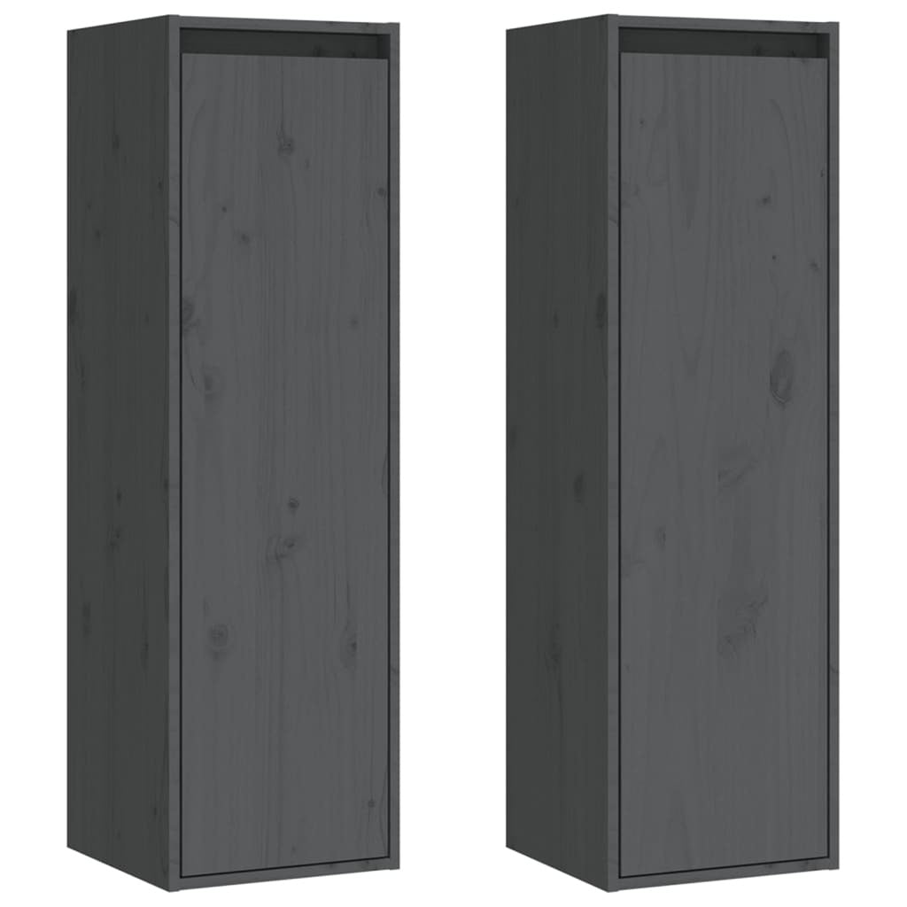Wall Cabinets 2 pcs Grey 30x30x100 cm Solid Pinewood