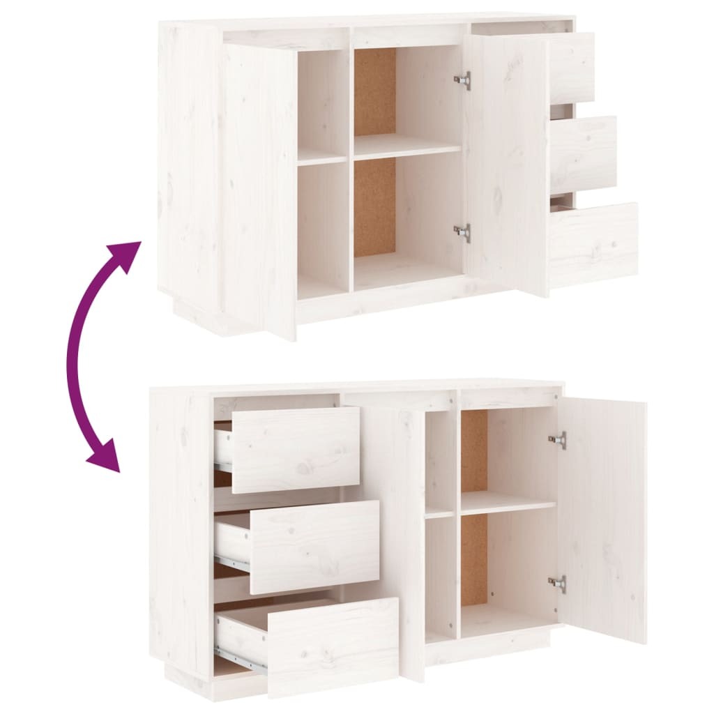 Sideboard White 111x34x75 cm Solid Wood Pine