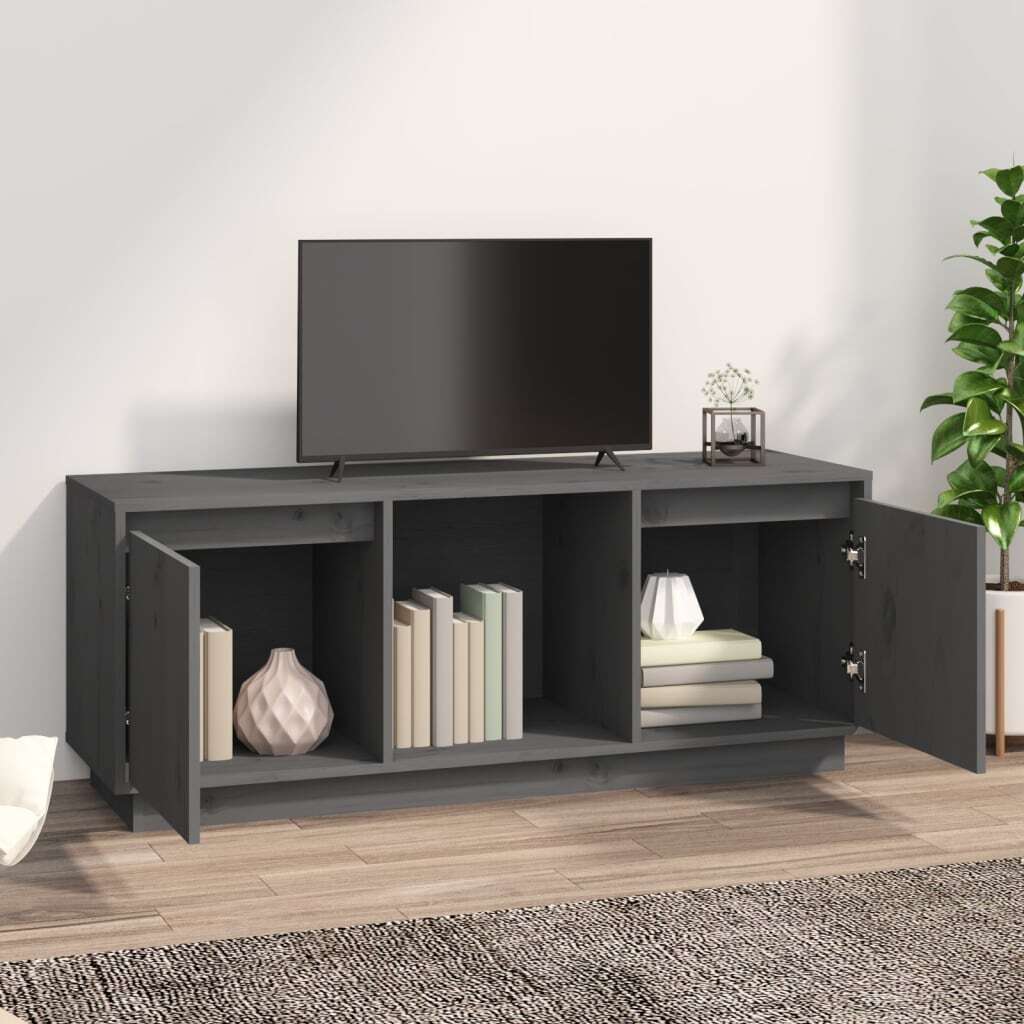 TV Cabinet Grey 110.5x35x44 cm Solid Wood Pine