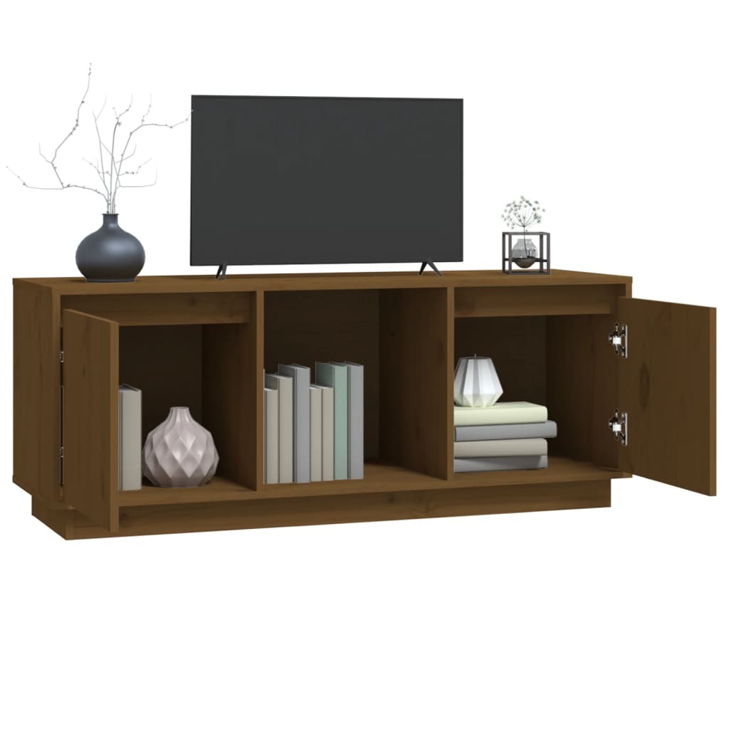 TV Cabinet Honey Brown 110.5x35x44 cm Solid Wood Pine