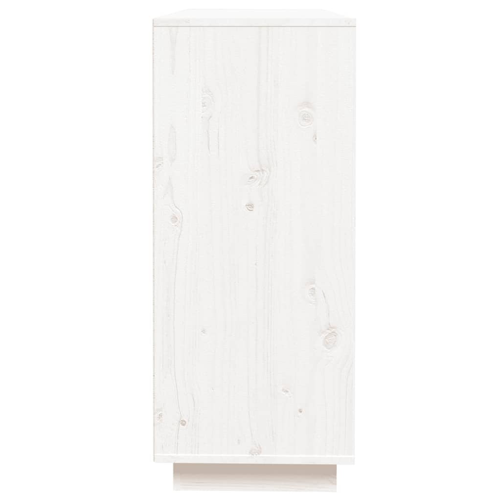 Sideboard White 110.5x35x80 cm Solid Wood Pine
