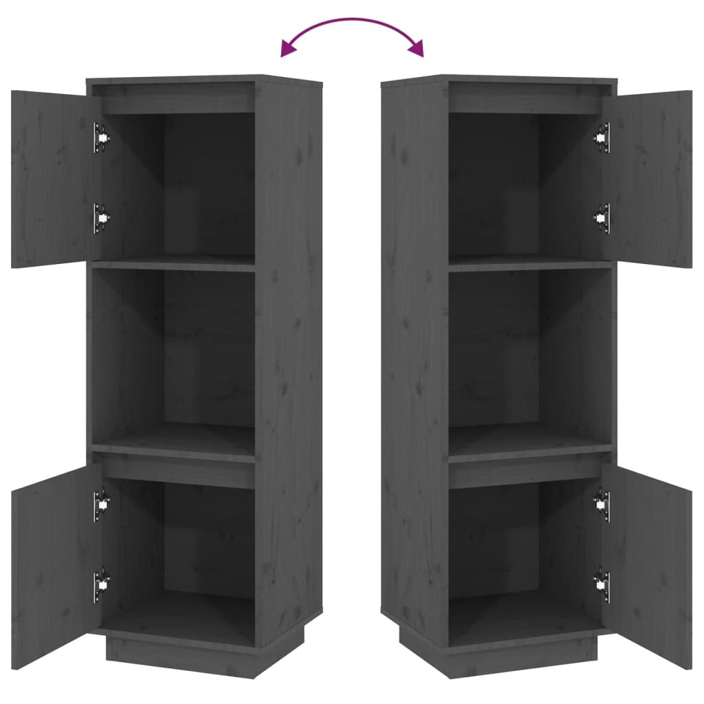 Highboard Grey 38x35x117 cm Solid Wood Pine