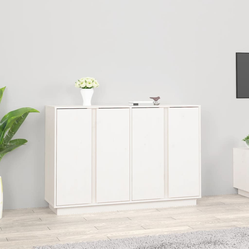 Sideboard White 120x35x80 cm Solid Wood Pine