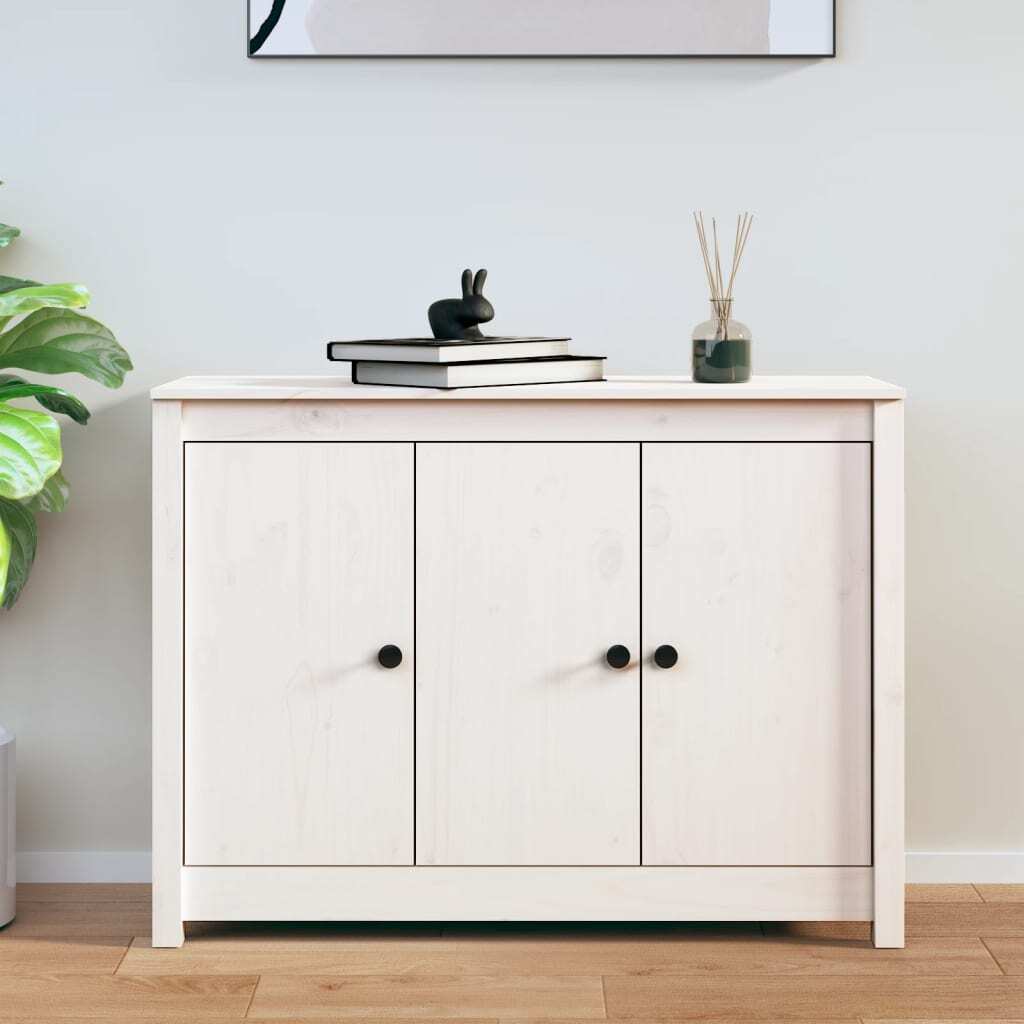 Sideboard White 100x35x74 cm Solid Wood Pine