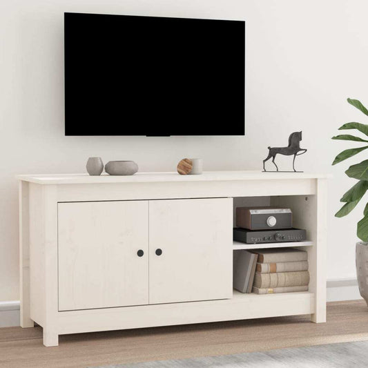 TV Cabinet White 103x36.5x52 cm Solid Wood Pine