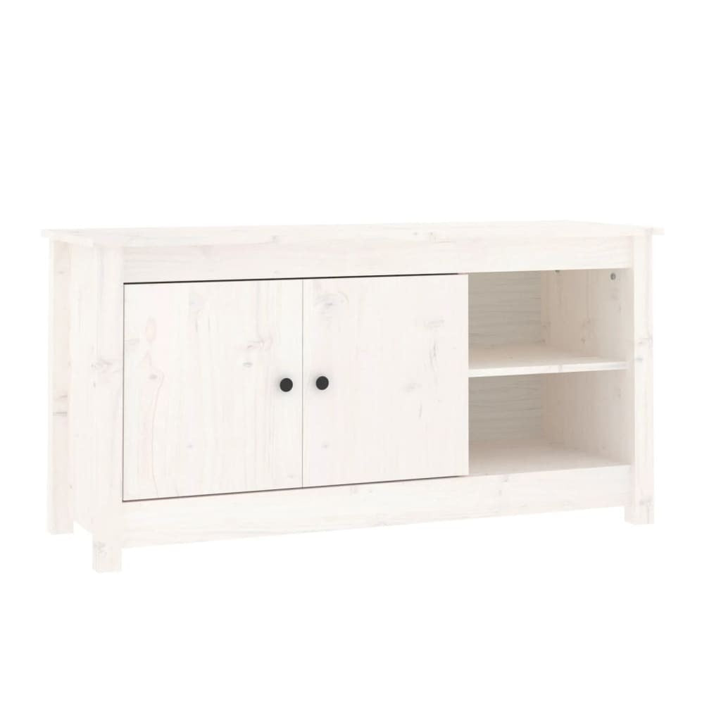 TV Cabinet White 103x36.5x52 cm Solid Wood Pine