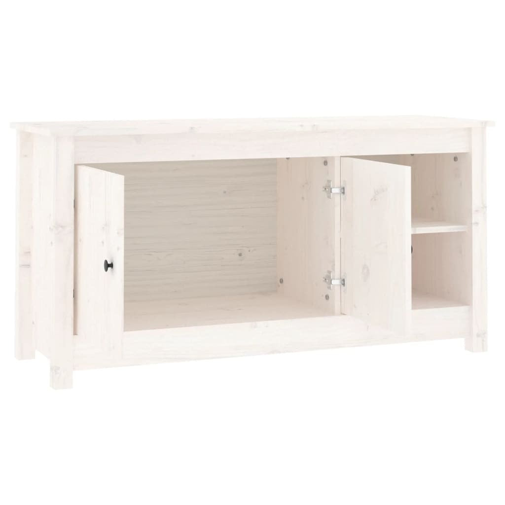 TV Cabinet White 103x36.5x52 cm Solid Wood Pine