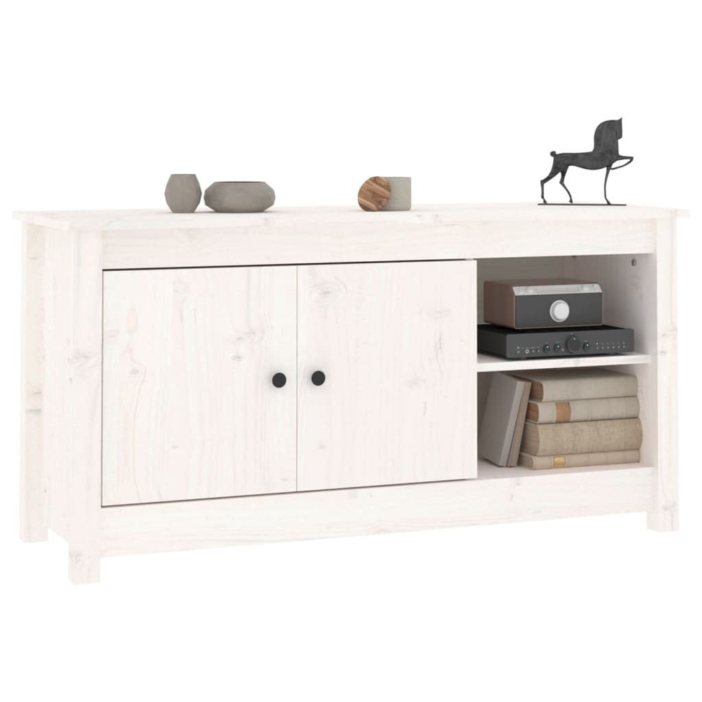 TV Cabinet White 103x36.5x52 cm Solid Wood Pine