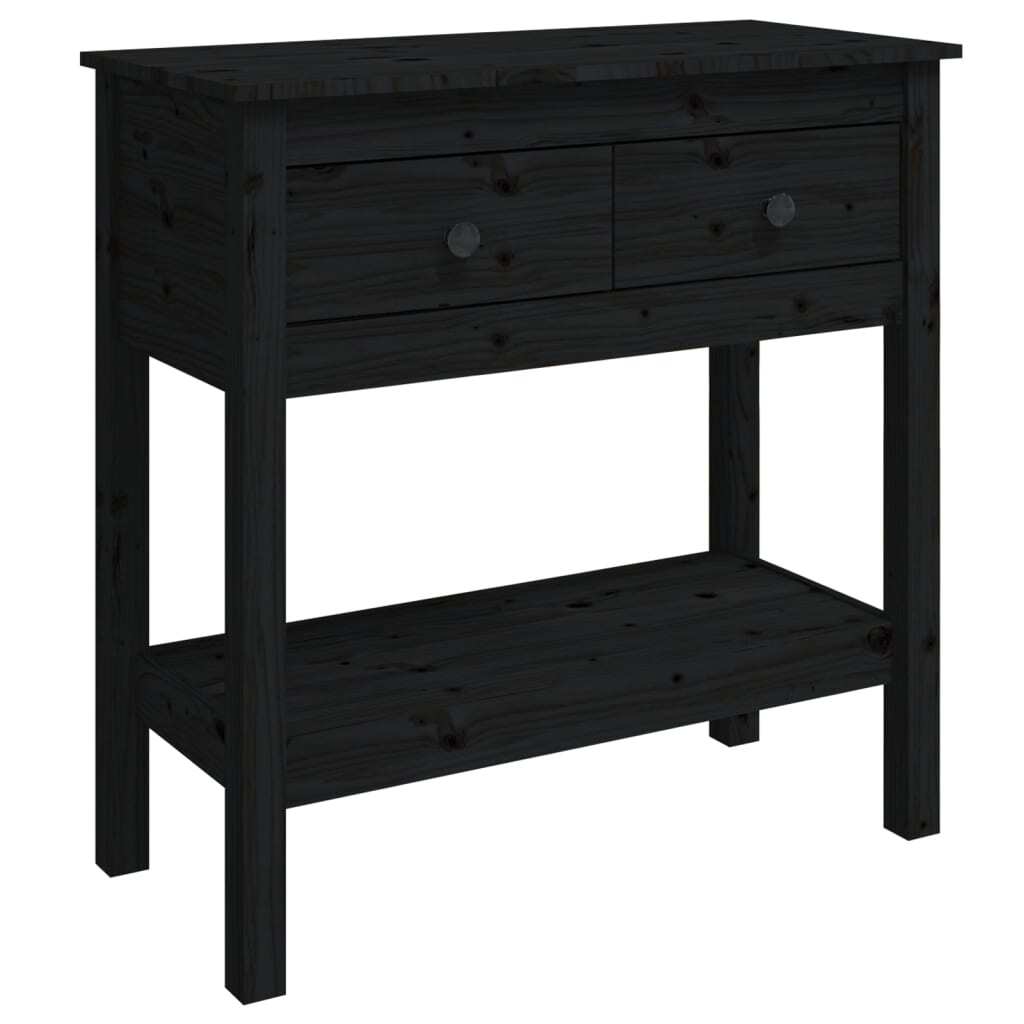 Console Table Black 75x35x75 cm Solid Wood Pine