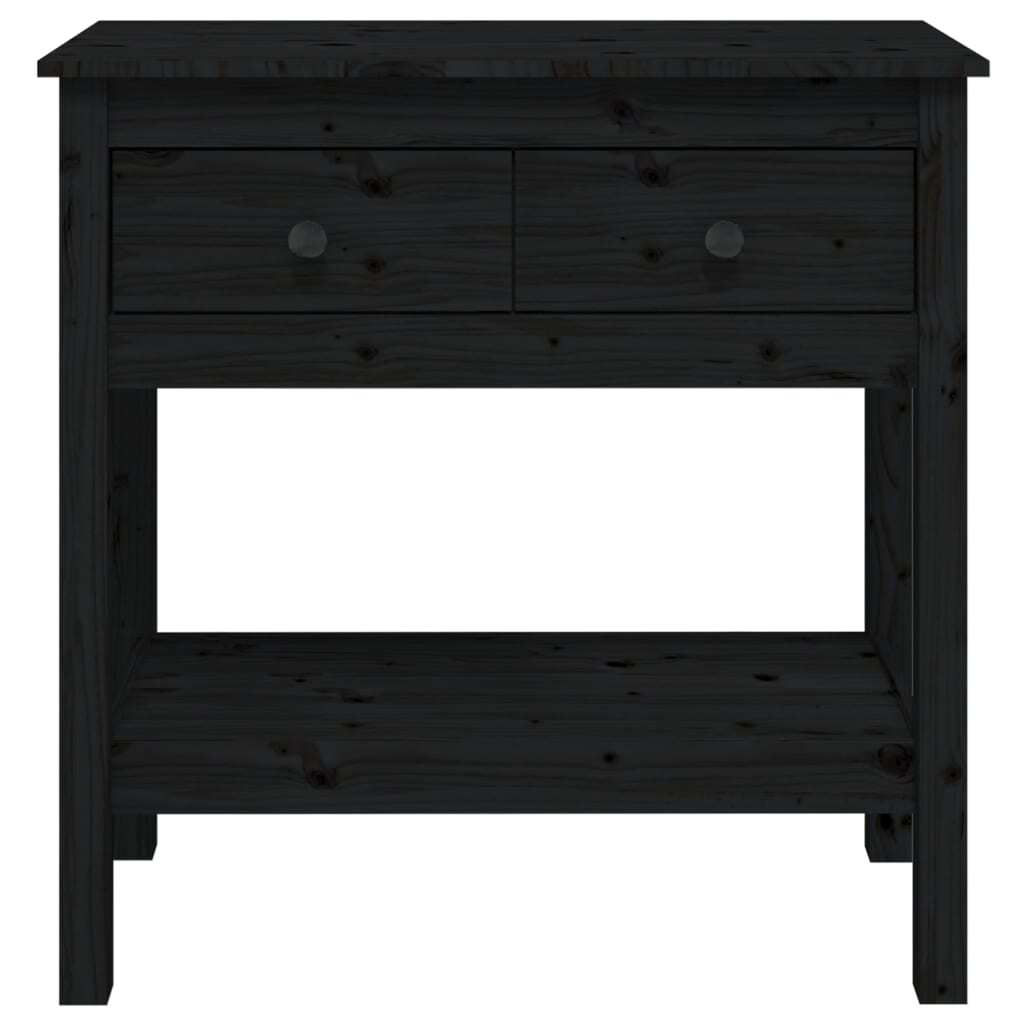 Console Table Black 75x35x75 cm Solid Wood Pine