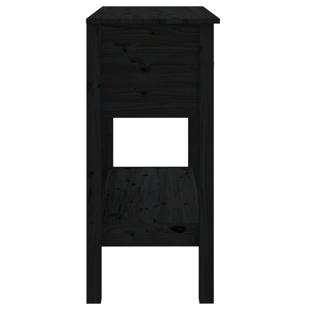 Console Table Black 75x35x75 cm Solid Wood Pine