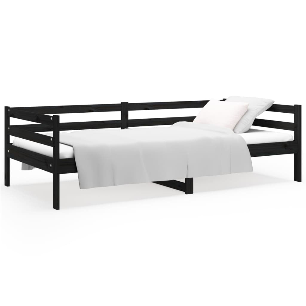 Day Bed without Mattress Black 90x190cm Solid Wood Pine