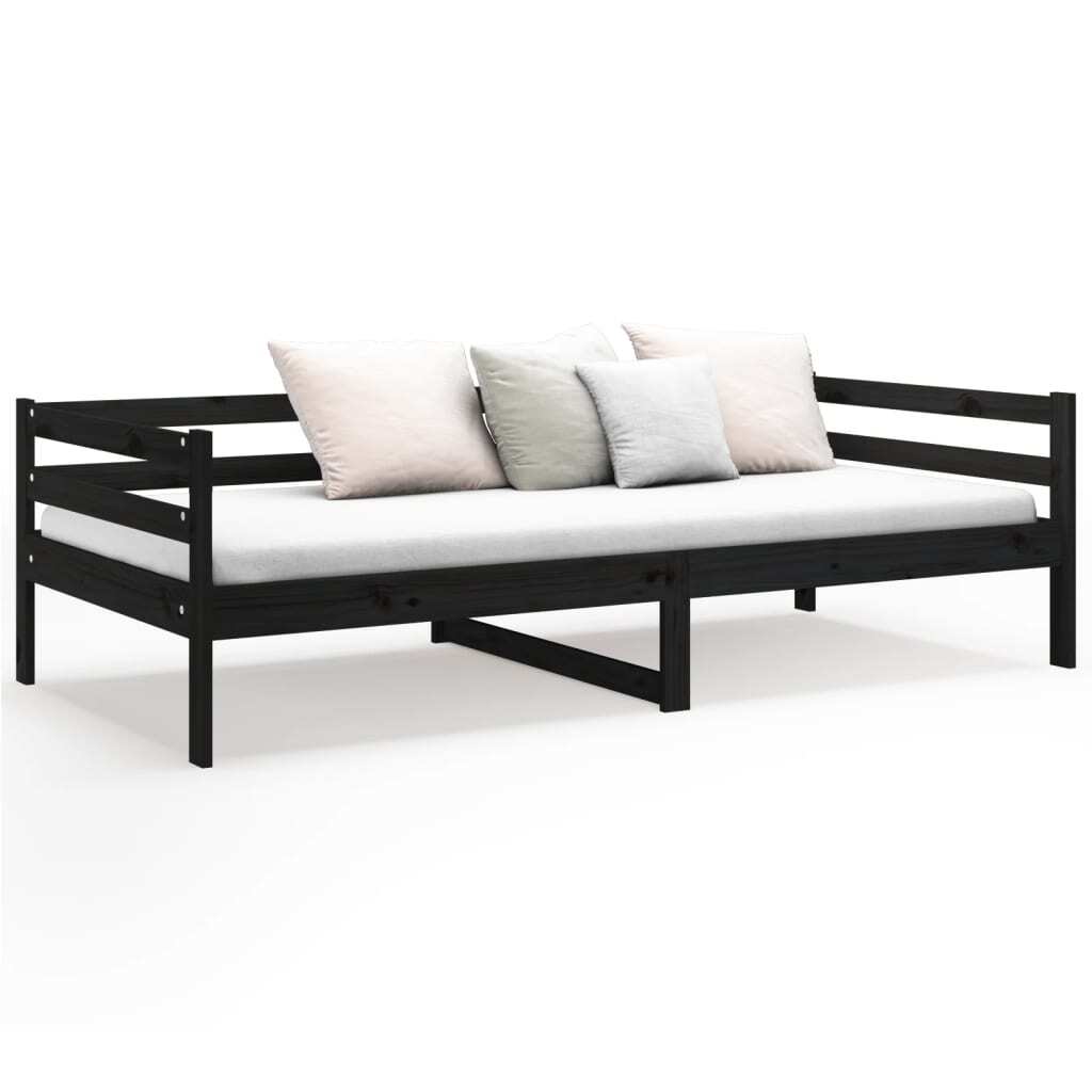 Day Bed without Mattress Black 90x190cm Solid Wood Pine