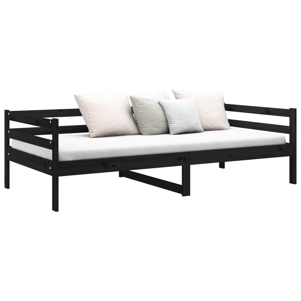 Day Bed without Mattress Black 90x190cm Solid Wood Pine