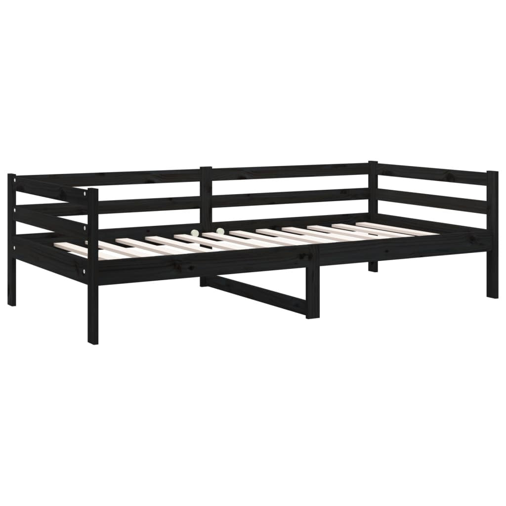 Day Bed without Mattress Black 90x190cm Solid Wood Pine