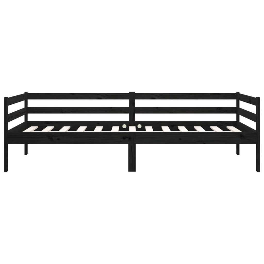 Day Bed without Mattress Black 90x190cm Solid Wood Pine