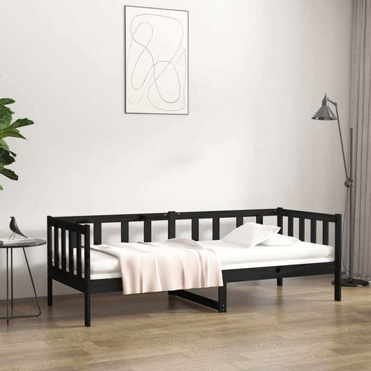 Day Bed without Mattress Black 80x200cm Solid Wood Pine