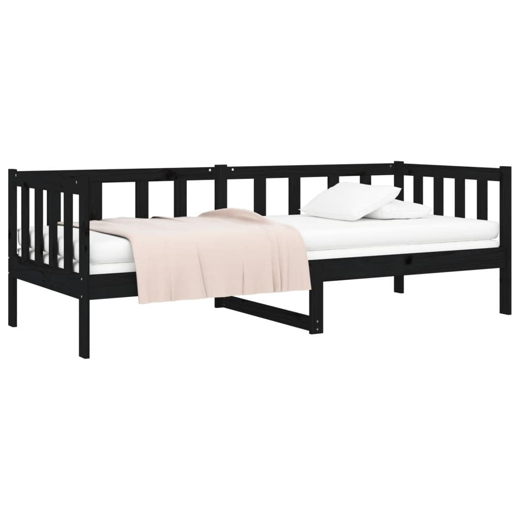 Day Bed without Mattress Black 80x200cm Solid Wood Pine