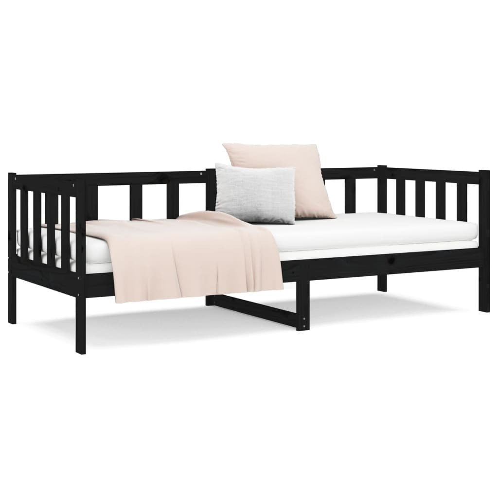 Day Bed without Mattress Black 80x200cm Solid Wood Pine