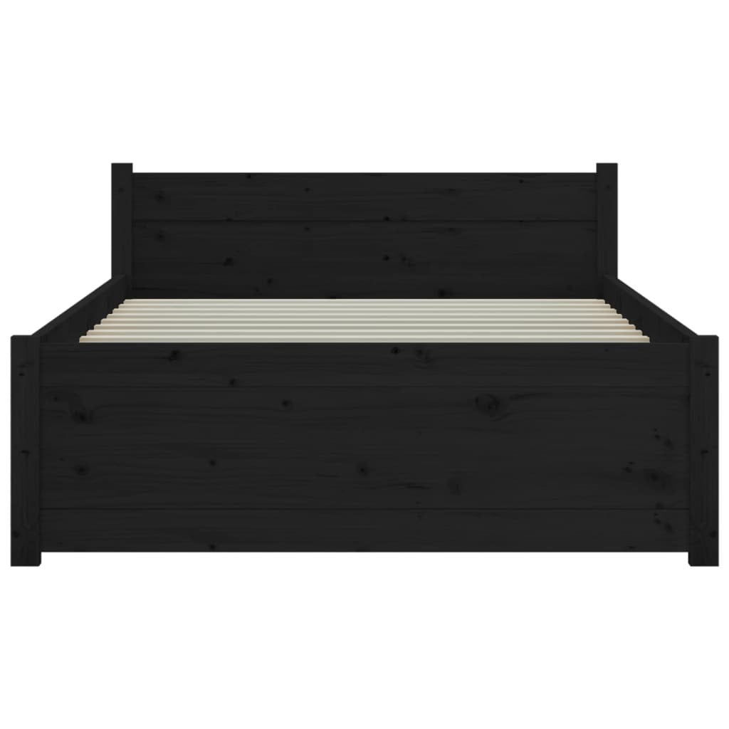 Bed Frame without Mattress Black Solid Wood 90x200 cm