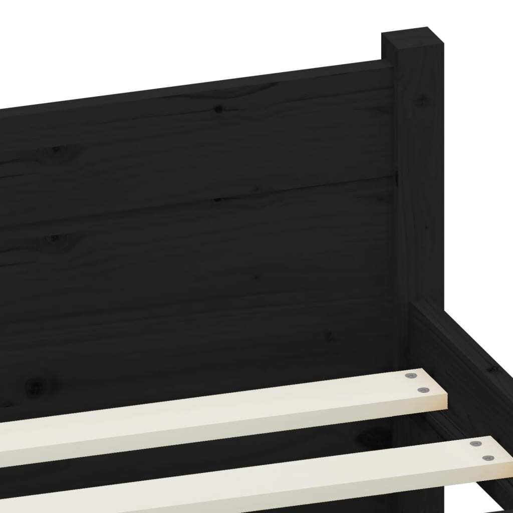 Bed Frame without Mattress Black Solid Wood 90x200 cm