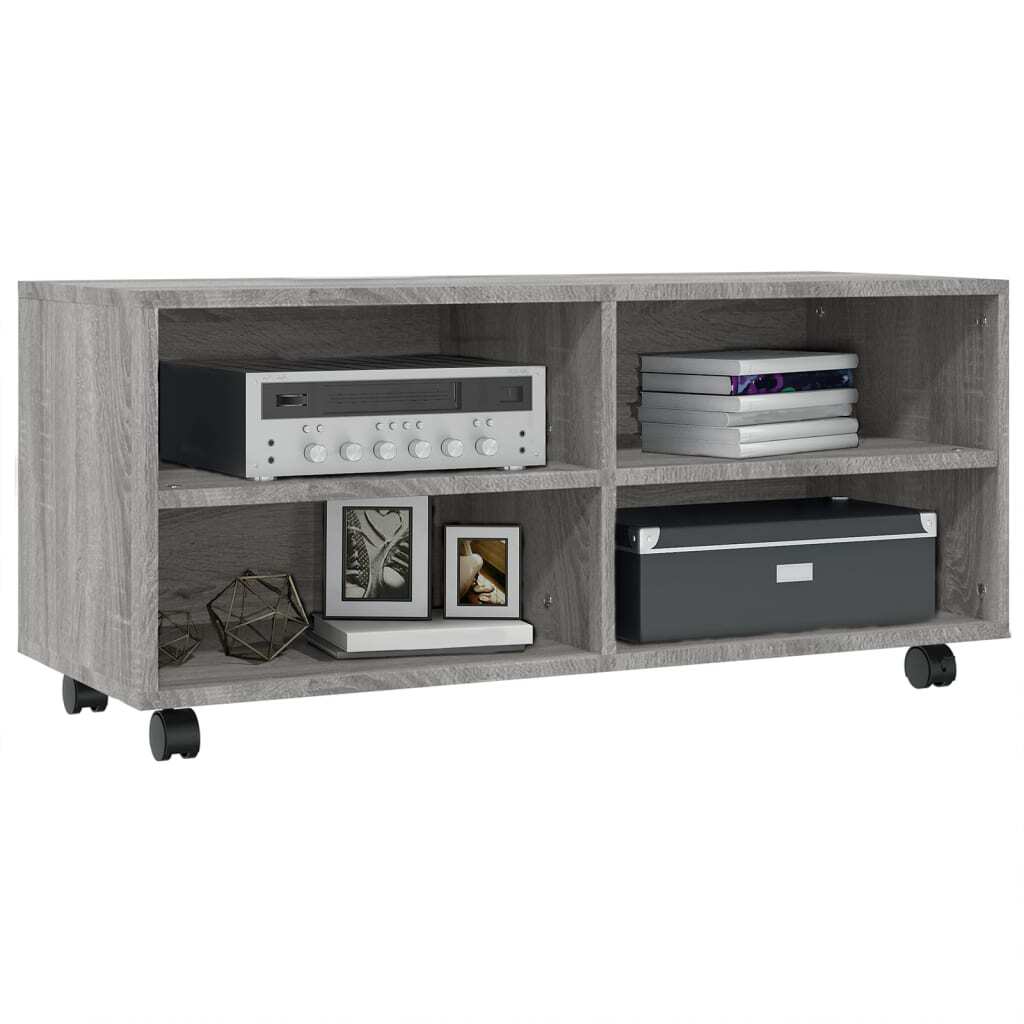 TV Cabinet with Castors Grey Sonoma 90x35x35 cm Engineered Wood
