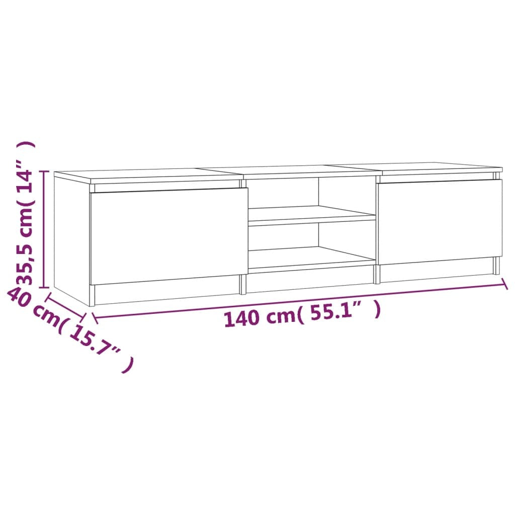 TV Cabinet Grey Sonoma 140x40x35.5 cm Engineered Wood