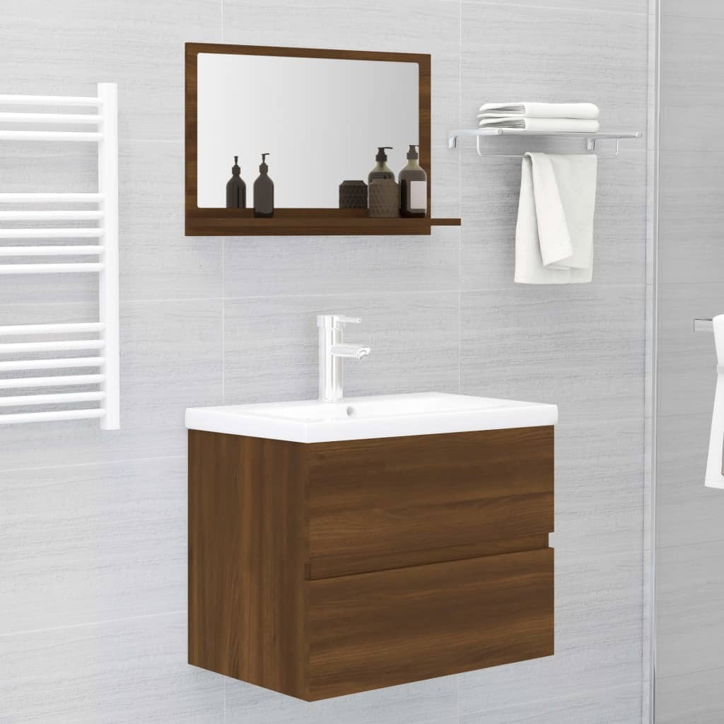 Bathroom Mirror Brown Oak 60x10.5x37 cm Engineered Wood