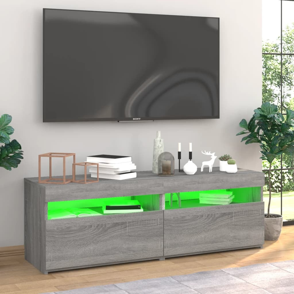 TV Cabinets 2 pcs with LED Lights Grey Sonoma 60x35x40 cm
