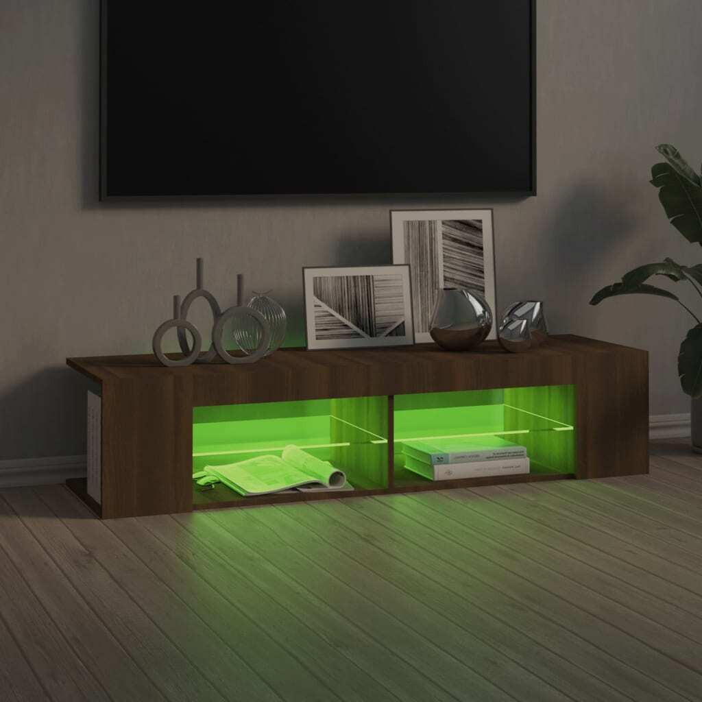 TV Cabinet with LED Lights Brown Oak 135x39x30 cm