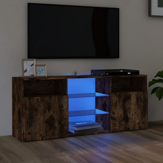 TV Cabinet with LED Lights Smoked Oak 120x30x50 cm