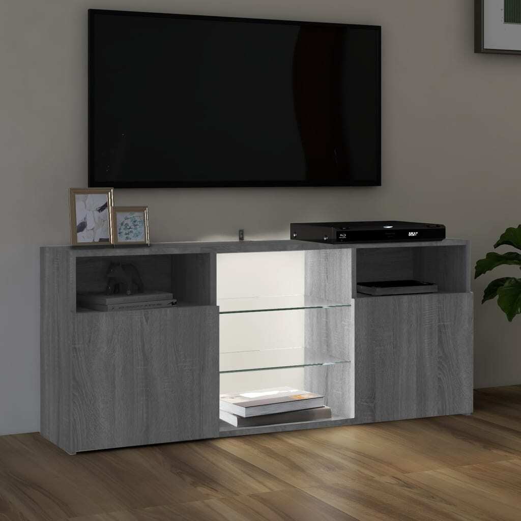 TV Cabinet with LED Lights Grey Sonoma 120x30x50 cm