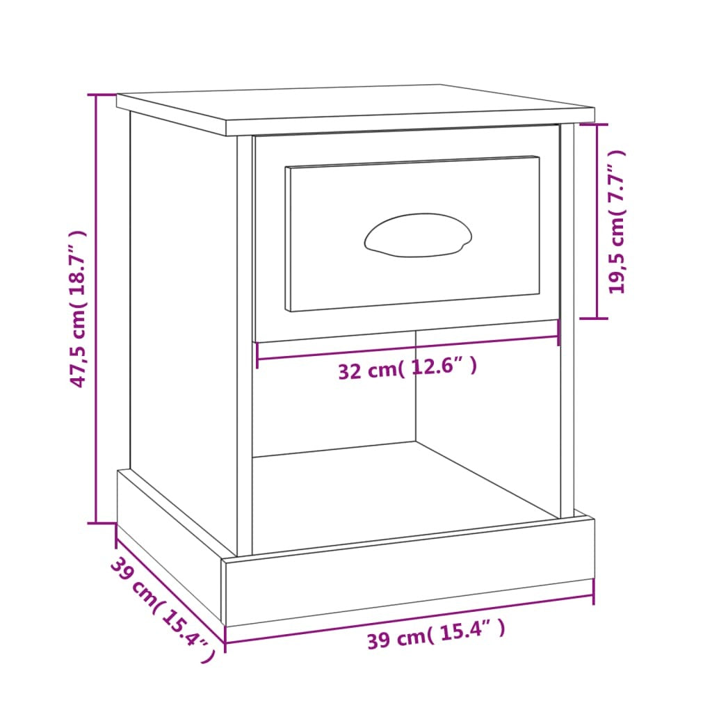 Bedside Cabinets 2 pcs Grey Sonoma 39x39x47.5 cm Engineered Wood