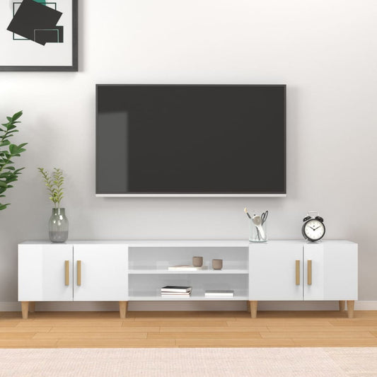 TV Cabinet High Gloss White 180x31.5x40 cm Engineered Wood