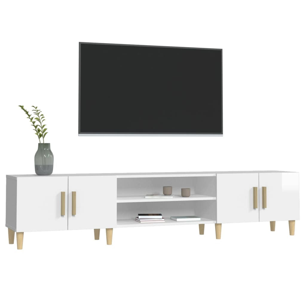 TV Cabinet High Gloss White 180x31.5x40 cm Engineered Wood