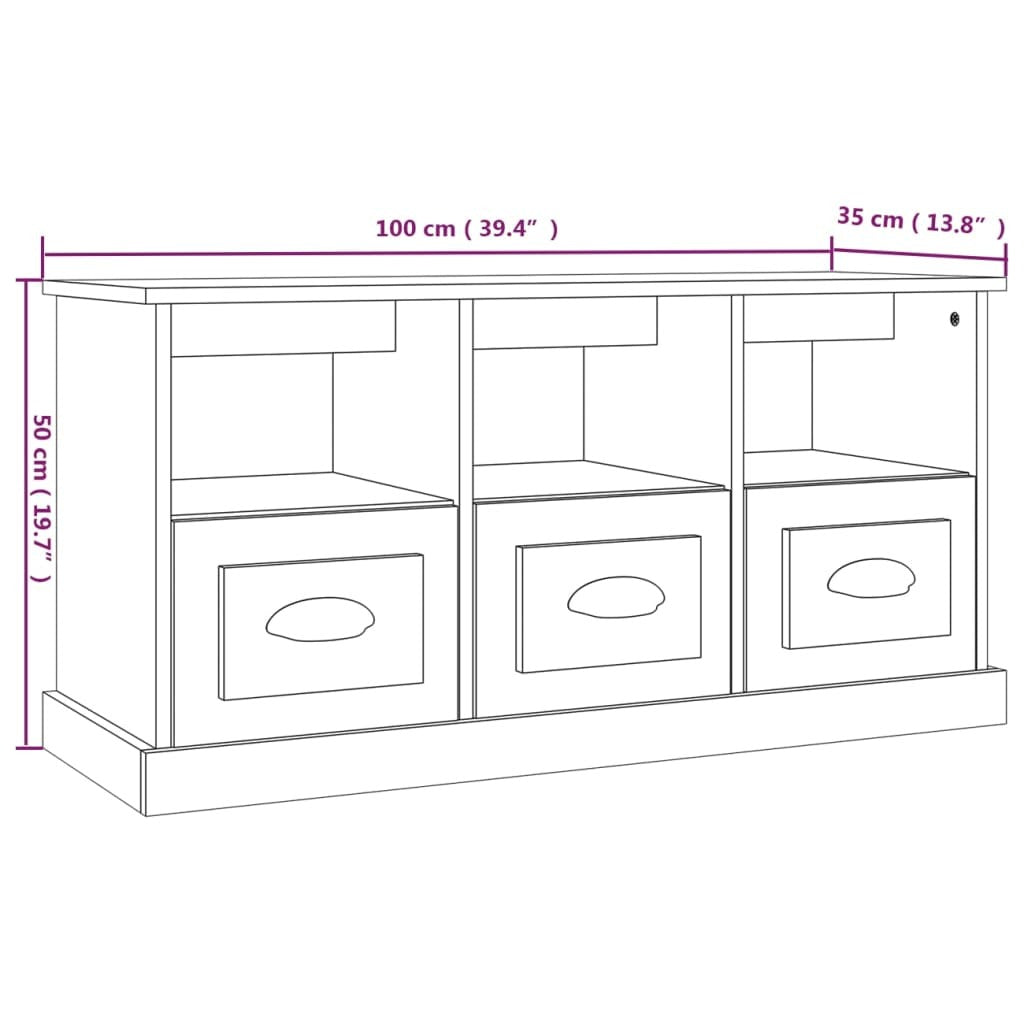 TV Cabinet Grey Sonoma 100x35x50 cm Engineered Wood