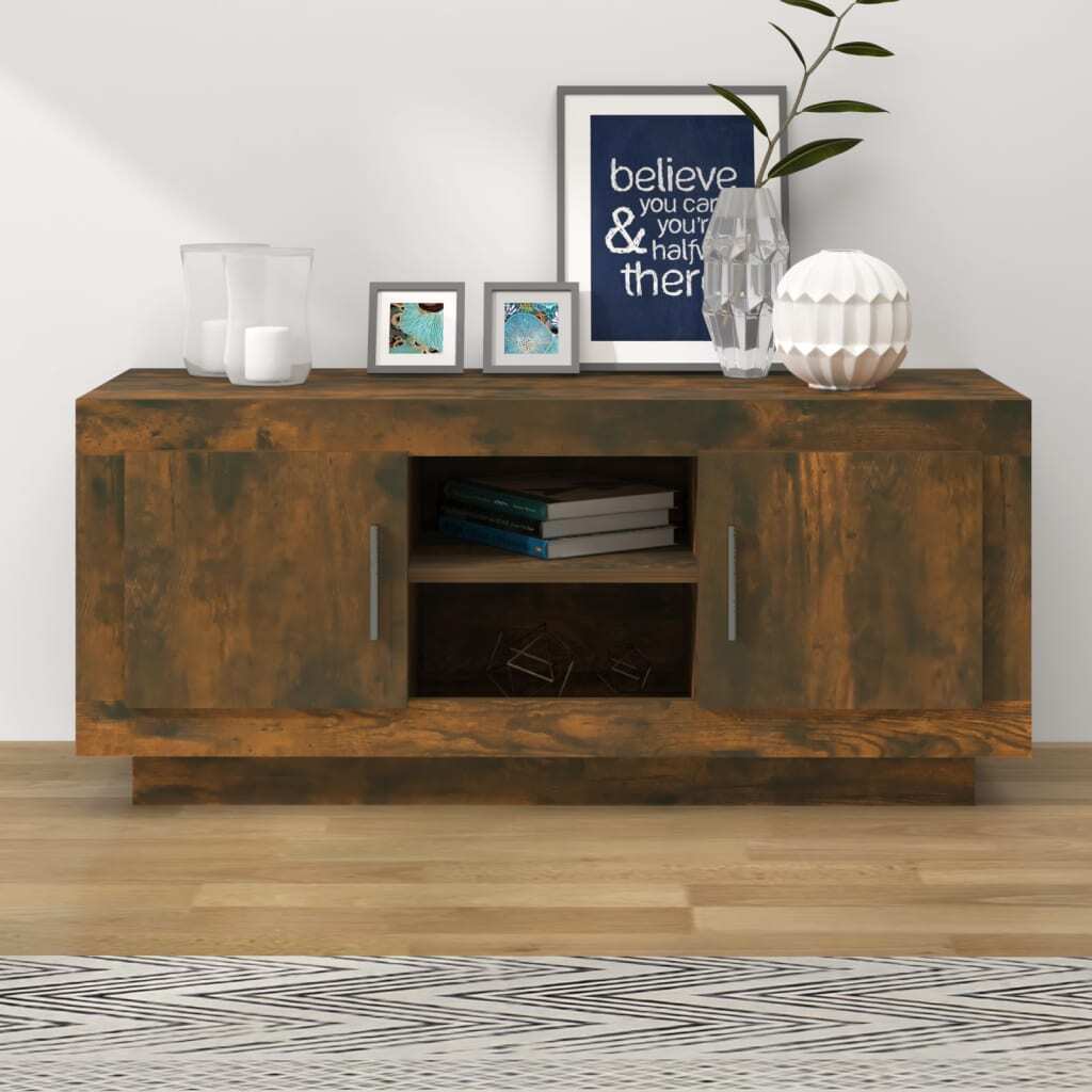 TV Cabinet Smoked Oak 102x35x45 cm Engineered Wood