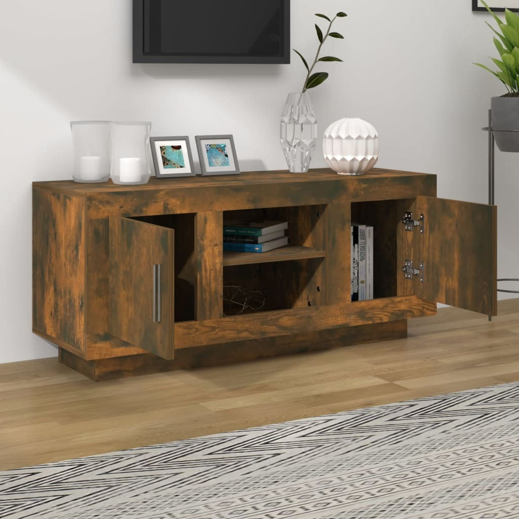 TV Cabinet Smoked Oak 102x35x45 cm Engineered Wood