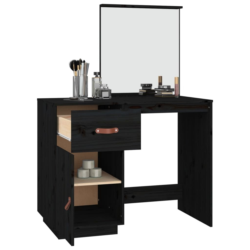 Dressing Table Black 95x50x134 cm Solid Wood Pine