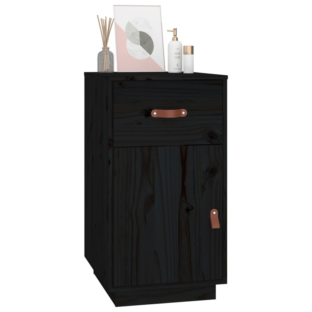 Desk Cabinet Black 40x50x75 cm Solid Wood Pine