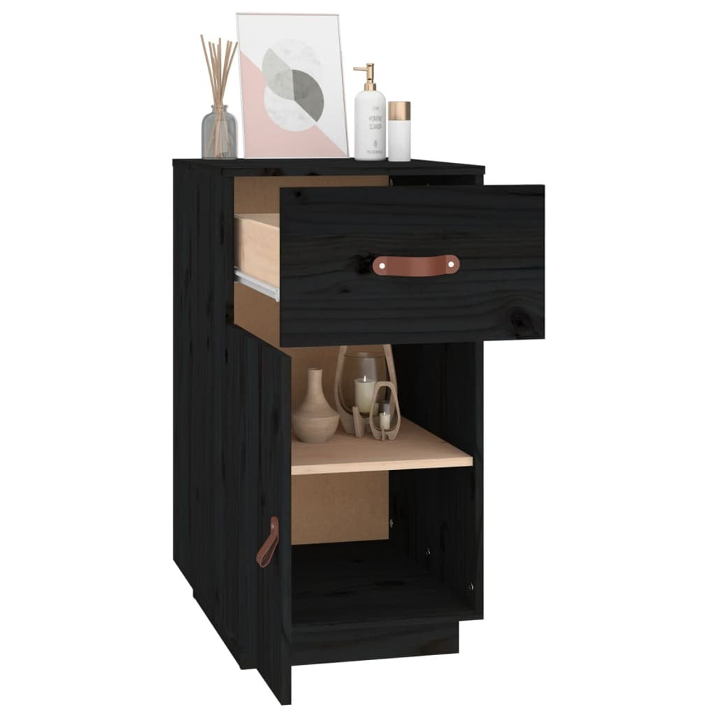 Desk Cabinet Black 40x50x75 cm Solid Wood Pine