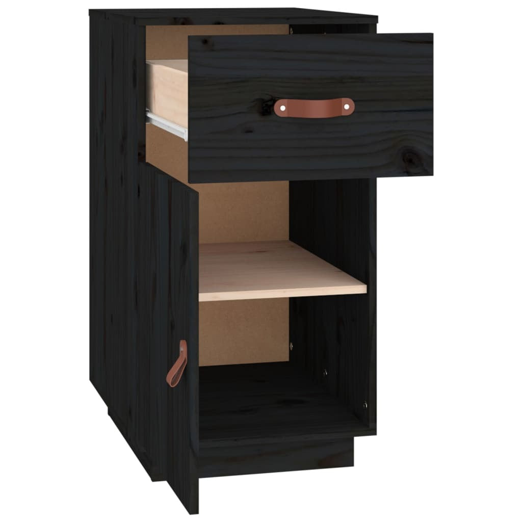 Desk Cabinet Black 40x50x75 cm Solid Wood Pine