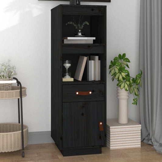 Highboard Black 34x40x108,5 cm Solid Wood Pine