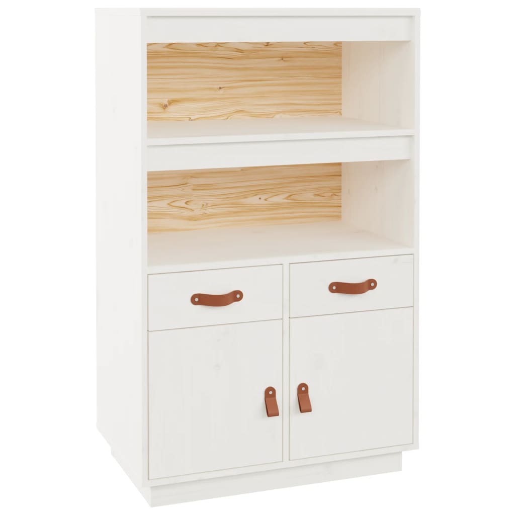 Highboard White 67x40x108.5 cm Solid Wood Pine