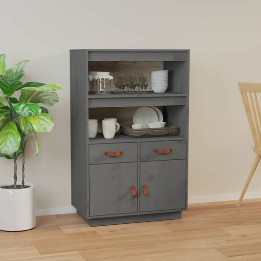 Highboard Grey 67x40x108.5 cm Solid Wood Pine