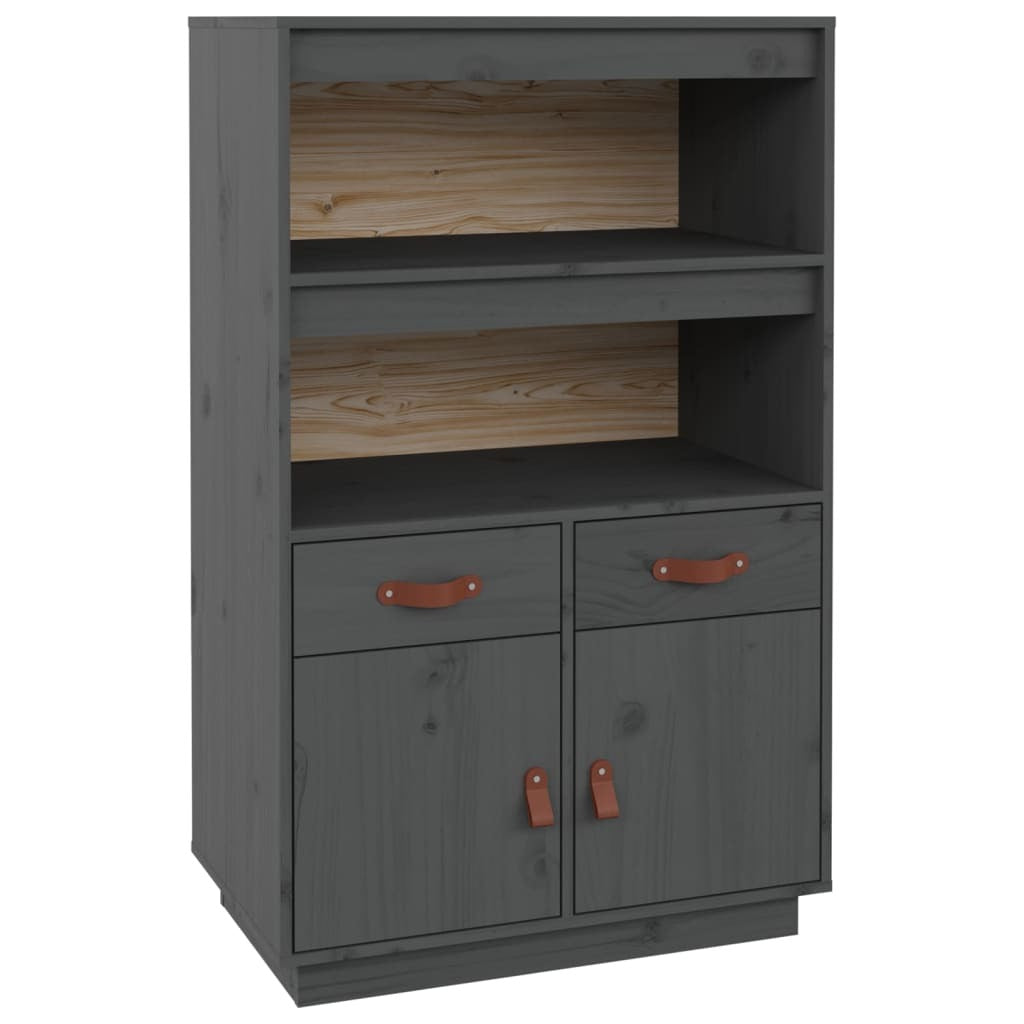 Highboard Grey 67x40x108.5 cm Solid Wood Pine